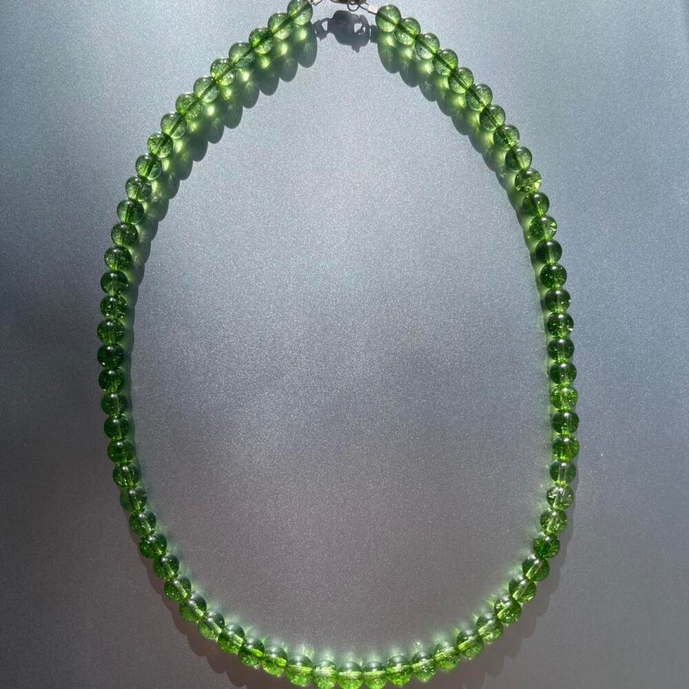 Garden Fairy Peridot Beaded Necklace 16 in Sterling Silver Clasps